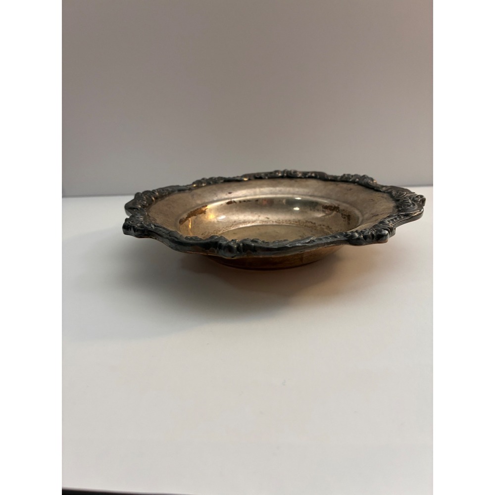 Vintage EPCA Old English by Poole Silver Plated Scalloped Bowl 5004 Ornate 6in